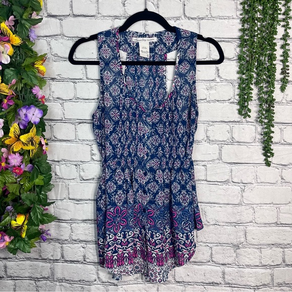 *🌼3/$30🌼American Rag Sleeveless Printed Sheer Blouse Size Small - Picture 1 of 14